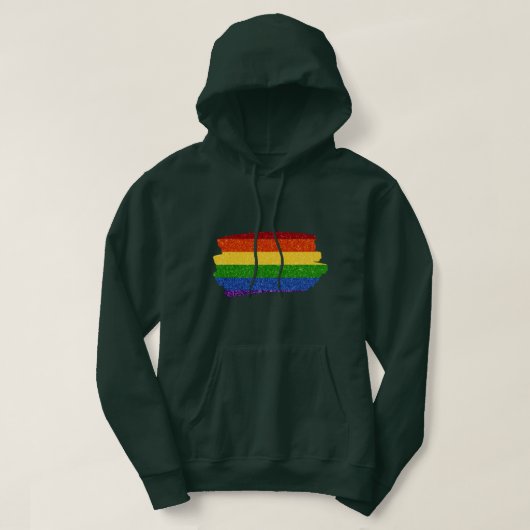 LGBT Pride Flag Regenbooglitter Scribble Hoodie (Design voorkant)