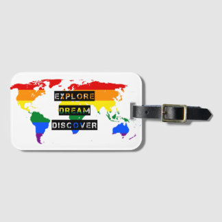 LGBT Pride Flag Wereldkaart Bagagelabel Typografie