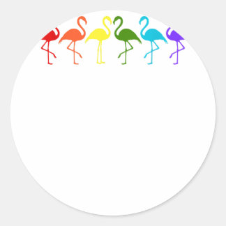 LGBT Pride Flamingos in vlag-kleuren Ronde Sticker