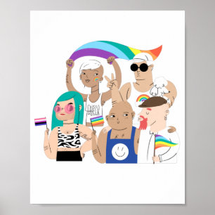 LGBT+Pride. GAY-liefde. Regenboogvlag. Poster