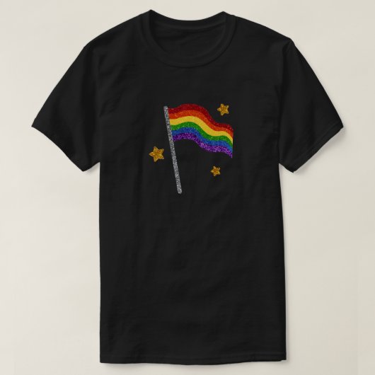 LGBT Pride Glitter Flag & sterren T-shirt (Design voorkant)