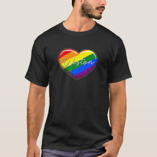 LGBT Pride Heart - Voornaam "Weston" Rainbow Hea T-shirt