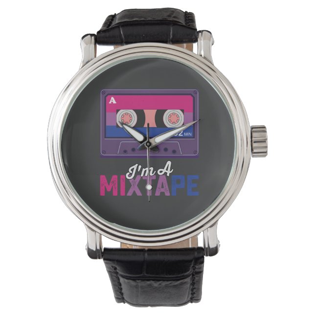 LGBT Pride I m A Mixtape Cassette Bi Horloge (Voorkant)