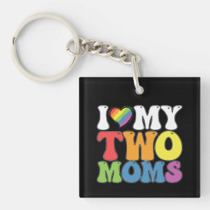 LGBT Pride Ik hou van mijn twee moeders Homoseksue Sleutelhanger