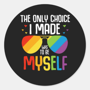 LGBT Pride kleurrijke regenboog Zonnebrillen Eigen Ronde Sticker
