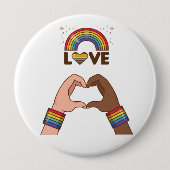 LGBT+Pride. Liefde regenboog. Hart. Button (Voorkant)