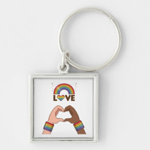LGBT+Pride. Liefde regenboog. Hart. Sleutelhanger