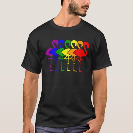 LGBT Pride Pink Flamingo Lesbian Gay Support Equal T-shirt (Voorkant)