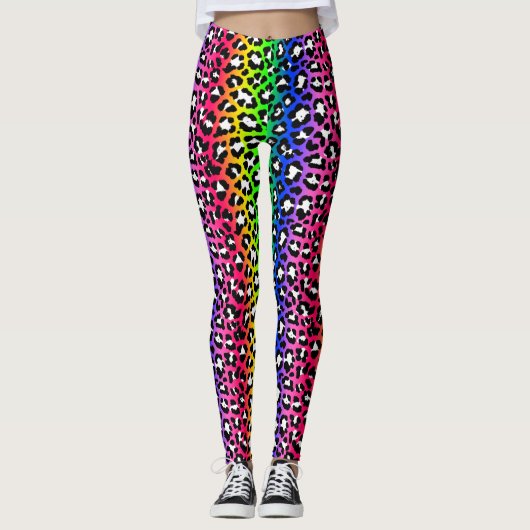 LGBT Pride Punk Rock Rainbow Leopard Print Leggings (Voorkant)