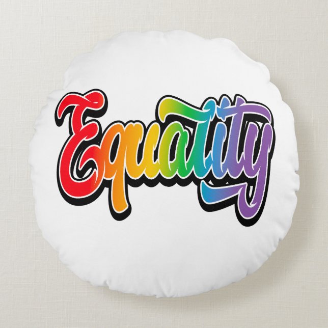 LGBT Pride Rainbow Flag Equality Rond Kussen (Voorkant)