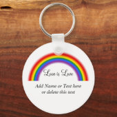 LGBT Pride Rainbow met aangepaste tekst Liefde is Sleutelhanger (Voorkant)