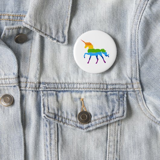 LGBT Pride Rainbow Unicorn Button (In situ)