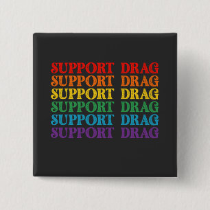 LGBT Pride Steun Drag Is Geen Misdaad Vierkante Button 5,1 Cm