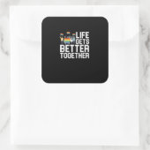 LGBT Pride Support Life Gets Better Together Inclu Vierkante Sticker (Tas)