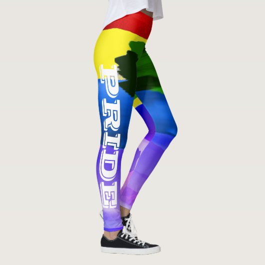 LGBT Pride Waterverf Brush Strokes Rainbow Leggings (Rechts)
