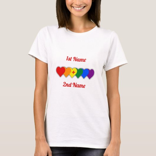 LGBT-prideontwerp met harten/een paar T-shirt (Voorkant)