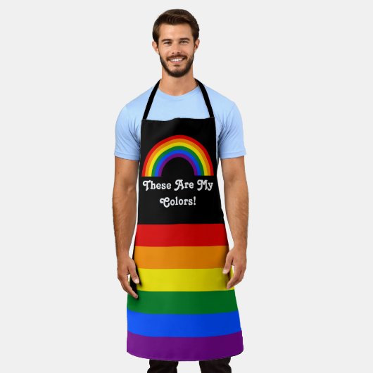 LGBT-pridevlag en regenboog met aangepaste tekst Schort (Gedragen)