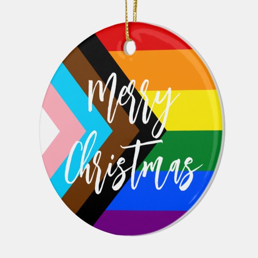 LGBT Progress Pride Rainbow Gepersonaliseerde Kers Keramisch Ornament (Links)