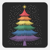LGBT-Q Pride Christmas Tree Pajama Rainbow Flag Vierkante Sticker (Voorkant)