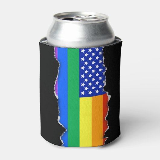 LGBT Rainbow American Flag Blikjeskoeler (Blikje Voorkant)