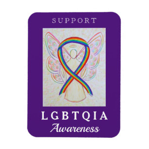 LGBT Rainbow Awareness Ribbon Angel Magnet Magneet