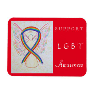 LGBT Rainbow Awareness Ribbon Angel Magnet Magneet