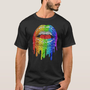 Lgbt Rainbow Bling Lips Pride Gay Bisexual Lesbia T-shirt