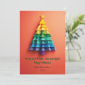LGBT Rainbow Christmas Tree Kaart (Staand voorkant)