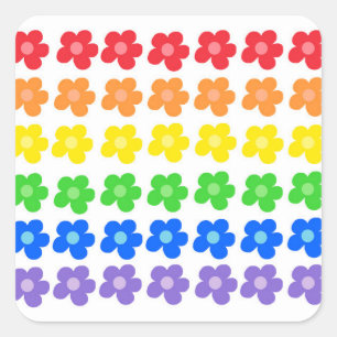 LGBT Rainbow Flowers Gay Pride Freedom & Equality Vierkante Sticker