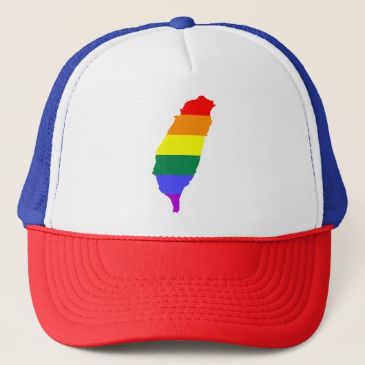 LGBT Rainbow Gay Pride Flag Taiwan Trucker Pet (Voorkant)