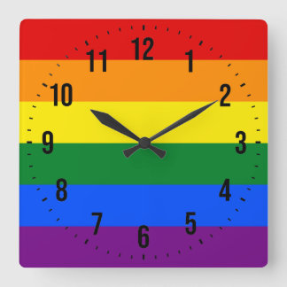 LGBT Rainbow Gay Pride Flag Vierkante Klok