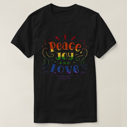 LGBT Rainbow Glitter Peace Jose Love T-shirt (Design voorkant)