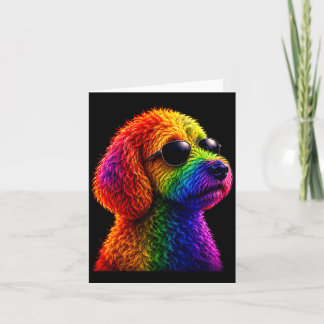 Lgbt rainbow goldendoodle with sunglasses gay kaart