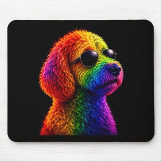 Lgbt rainbow goldendoodle with sunglasses gay muismat