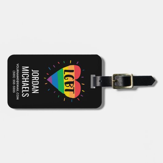 LGBT Rainbow Heart Bagagelabel (Voorkant horizontaal)