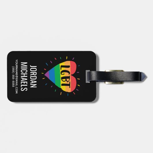 LGBT Rainbow Heart Bagagelabel (Achterkant horizontaal)