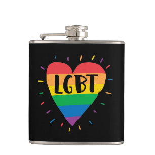 LGBT Rainbow Heart Heupfles