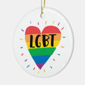 LGBT Rainbow Heart Keramisch Ornament (Links)