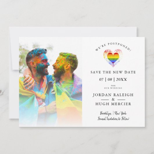 LGBT Rainbow Heart Save New Date Postponed Weddens (Voorkant)
