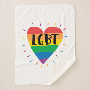 LGBT Rainbow Heart Sherpa Deken