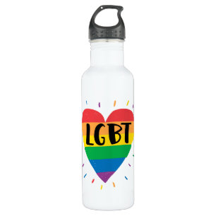 LGBT Rainbow Heart Waterfles