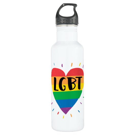LGBT Rainbow Heart Waterfles (Voorkant)