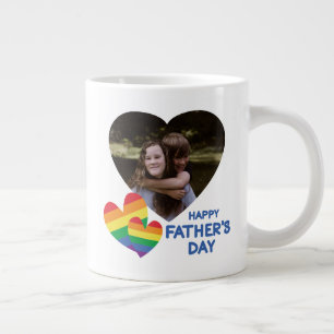 LGBT Rainbow Hearts-Vaderdag Extra Grote Beker