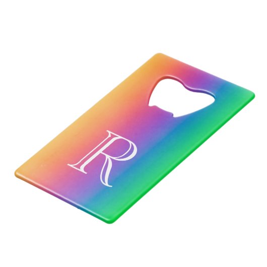 LGBT Rainbow Initiaal Roestvrij stalen flesopening Kredietkaart Flessenopener (Voorkant Gekanteld)