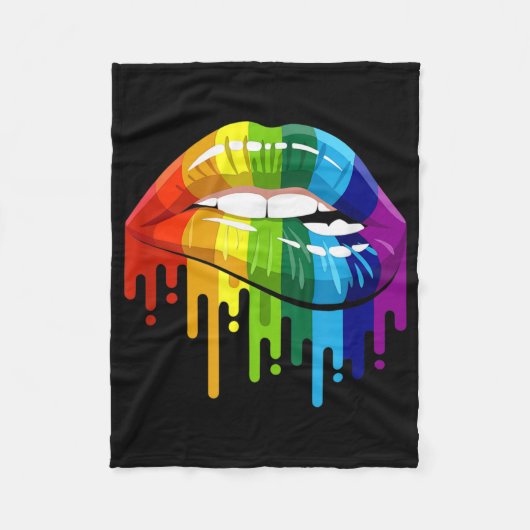 LGBT Rainbow Lip Gay Pride Fleece Deken (Voorkant)