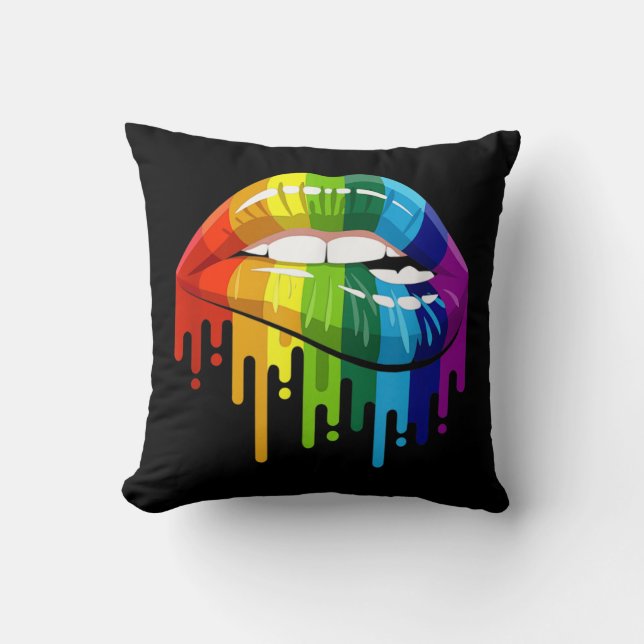 LGBT Rainbow Lip Gay Pride Kussen (Voorkant)