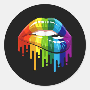 LGBT Rainbow Lip Gay Pride Ronde Sticker
