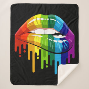 LGBT Rainbow Lip Gay Pride Sherpa Deken