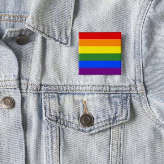 LGBT Rainbow Pride Flag Vierkante Button 5,1 Cm (In situ)