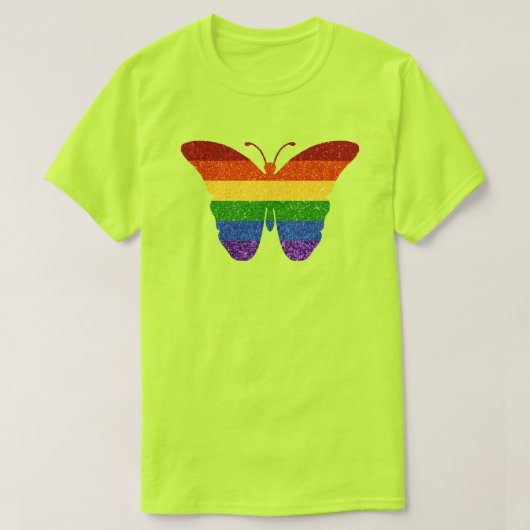 LGBT Rainbow Pride Glitter Butterfly T-shirt (Design voorkant)